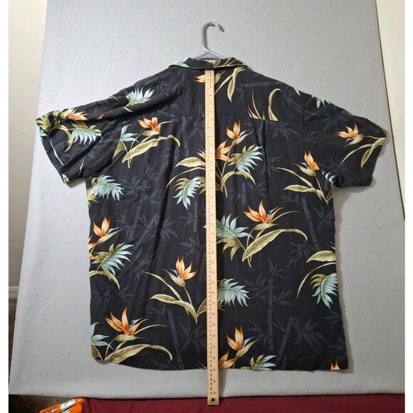 Vintage Paradise Found Hawaiian Shirt Men XXL Black Orange Floral Rayon Button - Picture 5 of 6